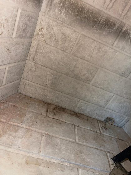 Firebox brickwork cleaned back to bare masonry
