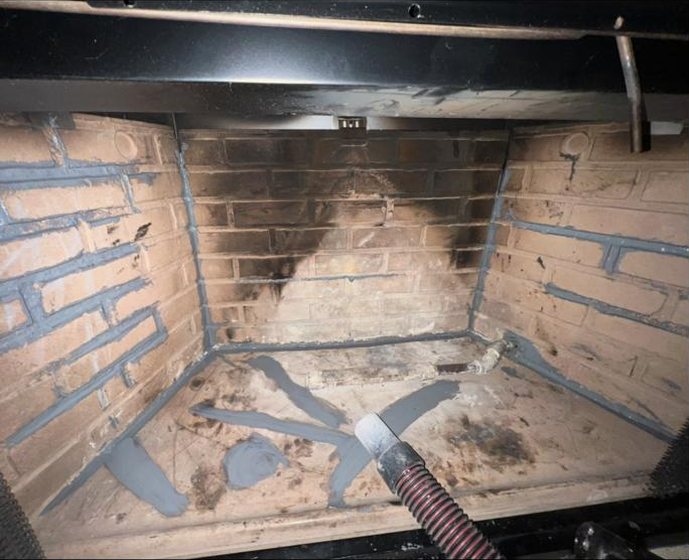 Firebox being vacuumed out during a sweep