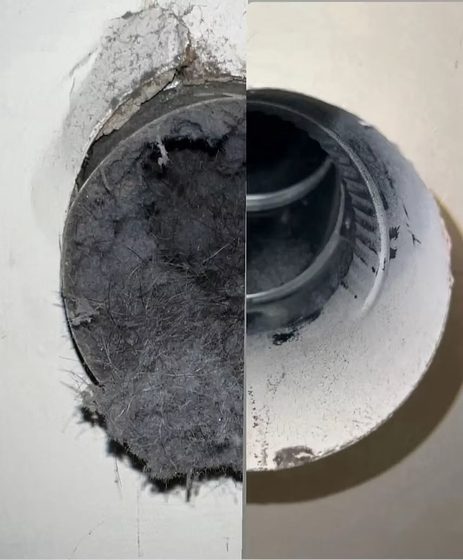 Wall dryer vent packed with lint, then fully cleared